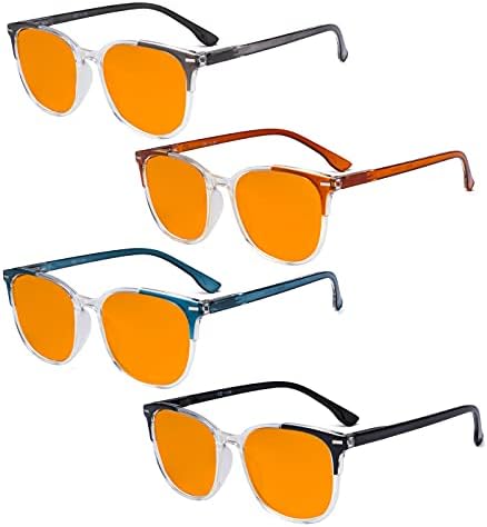 Eyekepper 4 Опаковки Компютърни Очила за четене за жени, Блокер Синя Светлина Четци, Оранжево Оцветени + 2.00