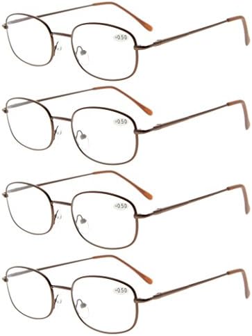 Eyekepper 4-pack Очила за четене за Мъже И Жени В Метална Рамка, Правоъгълни Ридеры + 2,5
