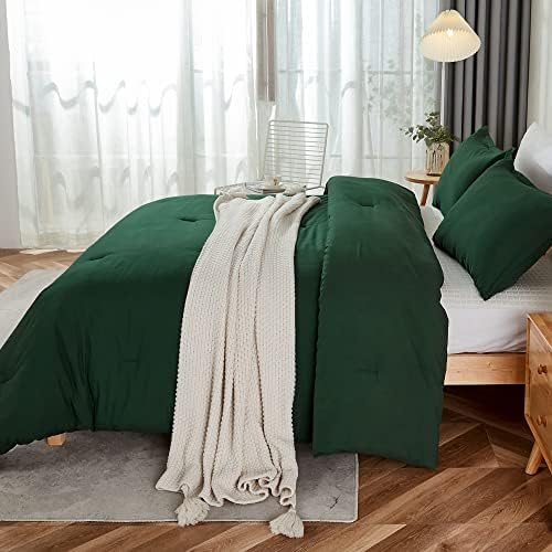 Комплект кралския одеяла Litanika Тъмно-Изумрудено-Зелен цвят, 3 предмет, Ретро Комплект спално бельо в стил Бохо от масив Гори,