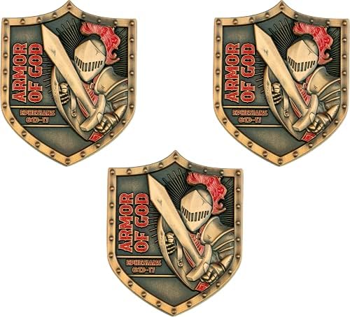 Монета Armor of the world Challenge в опаковка от 3 броя, Сувенири, Военни Сувенирни монети за Колекционери, Щитът на Рицаря-Тамплиера,