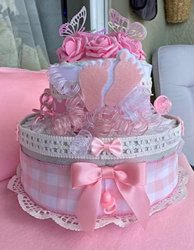 Двустепенна торта за памперси за новородени момичета