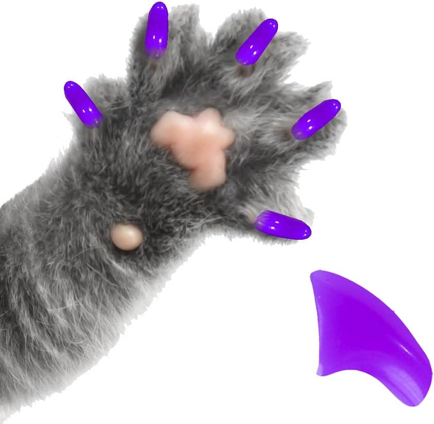 Меки Шапки за нокти Pretty Claws на 6 месеца с Лепило за Котешки нокът - Grape X-Small