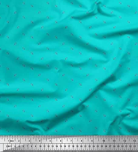 Зелен памучен плат от поплин Soimoi, плат с флорални принтом под формата на пъпка, ширина 58 см