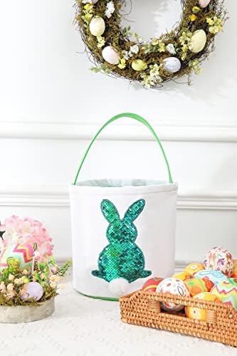 Великденски Кошници за деца - Кошница за лов на великденски яйца за момичета и момчета, Подарък кошница върху платно с Изображение