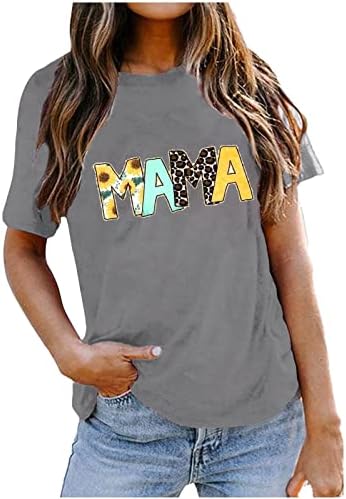 Дамски тениски на Ден на Майката С Леопардовыми букви Мама, Летни Тениски, Ежедневни Свободни Класически Ризи с кръгло деколте и