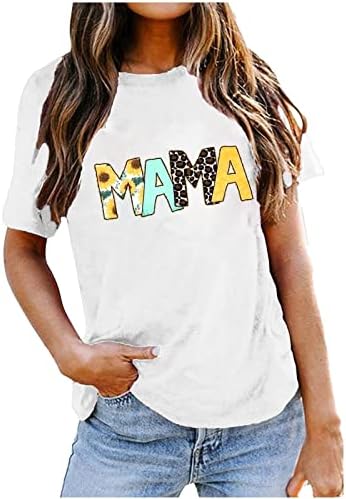 Дамски тениски на Ден на Майката С Леопардовыми букви Мама, Летни Тениски, Ежедневни Свободни Класически Ризи с кръгло деколте и Къс ръкав