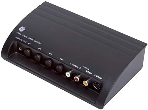 GE 4-Лентов ключ RCA AV Сплитер Switch, за свързване на 4 RCA изходни устройства към телевизора, Поддръжка S-Video, Аудио /Видео, Игрови конзоли, DVD, vcr, 38807