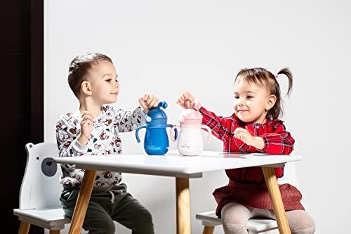Детска бутилка за вода SIECKO от неръждаема стомана - Сламени чаши за деца - 2 Вида капачки - Залъгалка и Слама чаша за пиене -