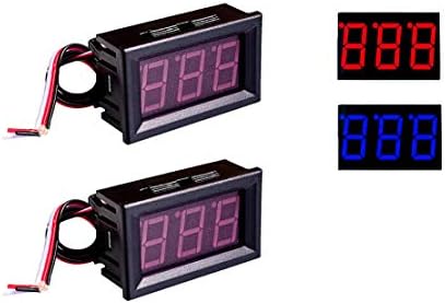 NOYITO 0,56 инча led цифров волтметър за постоянен ток, 3-жичен 0,00 По-30,0 В Тестер за напрежение на батерията на Червено Синьо в два цвята дисплей (опаковка от 2 броя) (син)