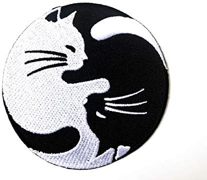 Котка Ин Ян Кунг-Фу на Китайски Знак на Равновесие Тао Символ на Лого Тениска Костюм Бродирана Апликация Шият Желязо на Заплатке