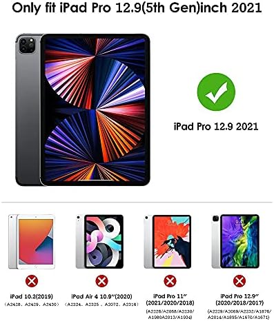 Фирмен калъф за iPad Pro 12.9 2021 [Пълна защита на корпуса + зареждане на Apple 2nd Молив + Автоматичен режим на заспиване / събуждане] Мека делото от TPU Smart, ледено синьо