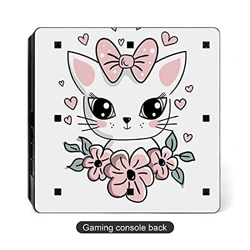 Стикер върху кожата игрова конзола PS4 Slim защитно покритие Цветето Сладък Котка Коте Карикатура PS4 Slim конзола и 2 ЕЛЕМЕНТА