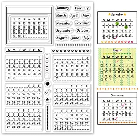 ОРИГАЧ планиране на Календар Прозрачни Печати Смесени Седмица на Месец Януари Декември Прозрачни Силиконови Печати за Направата на Картички, Бижута и САМ Scrapbooking