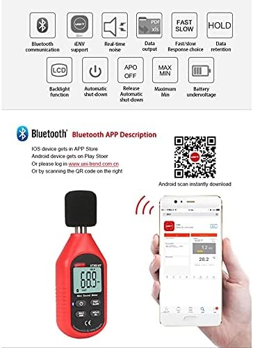 Измерител на шума WYFDP Децибела Метър 30 ~ 130 db Мини Аудио Измерител на Нивото на Звука Децибела Монитор Bluetooth