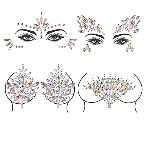 PLOMFOV Украса за лицето на Етикети за тяло с камъни за лице Аксесоари за музикални Фестивали за Жени Украса за лицето са залепени