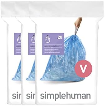 пакети за боклук simplehuman Code V с завязками индивидуална монтаж в опаковки-дозаторах, по 60 броя, 16-18 литра / 4,2-4,8 Литра,