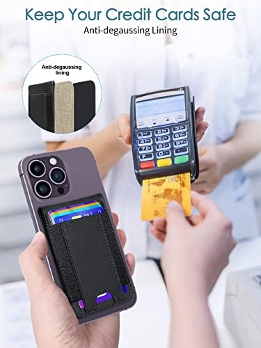 Miroddi Mi-Stand MagSafe Wallet - Магнитен държач за карти със стойка, кожен чантата MagSafe и регулируема поставка за задната част