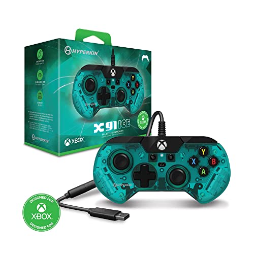 Жичен контролер Hyperkin X91 Лед за Xbox X series | S/Xbox One/Windows 10/11 - Официално лицензиран Xbox (Aqua Green)