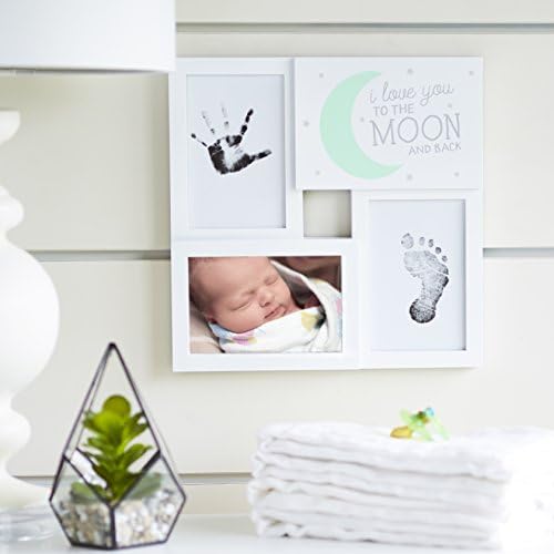 Рамка за колажа Tiny Ideas Baby Prints на паметта с Придружаващата много черен подложка, Обичам Те до Луната и обратно, Мента /