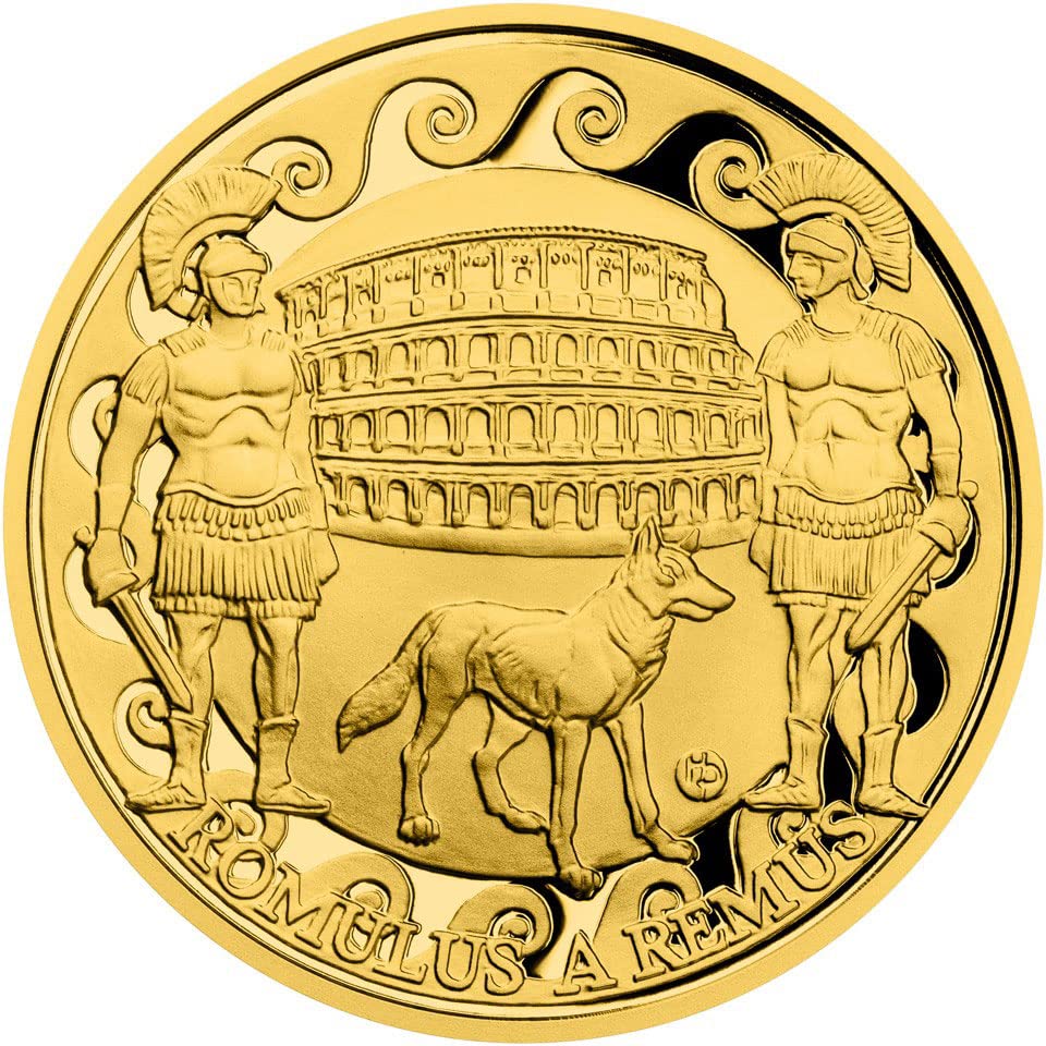 Модерна възпоменателна монета PowerCoin 2022 Ромул И Рем 2 Унция Златна монета от 100$ Ниуе 2022 Proof