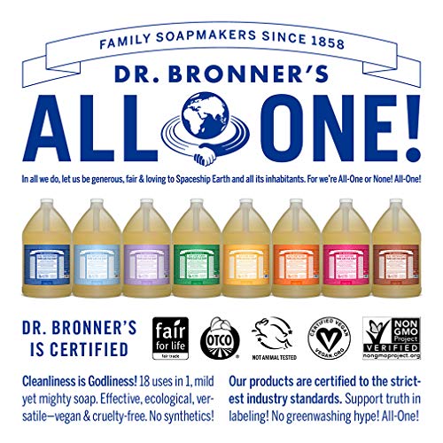 Течен сапун Dr. Bronner's -Pure-Castile (евкалиптово, 1 галон) - Произведено на базата на органични масла, на 18 в 1 за приложение: За лице, тяло, коса, измиване, домашни любимци и пос