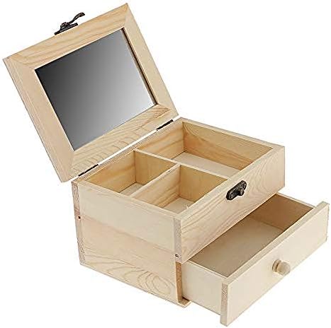 YASEZ Ковчег За Бижута - Кутия От Естествен дървен Ковчег За Бижута, Държач, Органайзер За Съхранение, Изделия Ръчна изработка