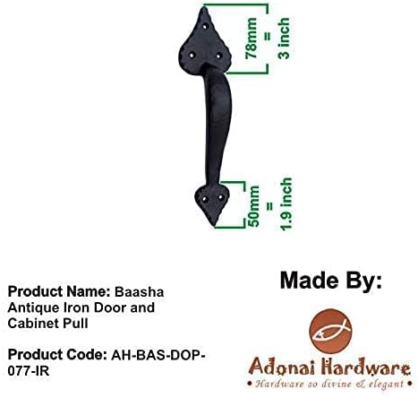 Adonai Hardware Baasha Антикварни Чугун Индустриални Плъзгащи се Врати Дръжки за Старинни Дървени врати и Плевнята, Порти, Кухненски