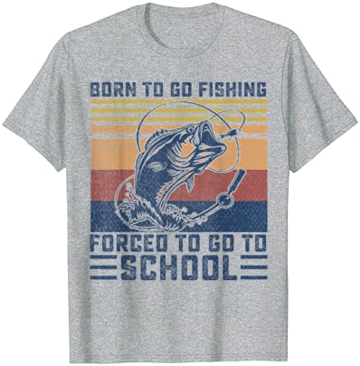 Забавна Детска Тениска за момчета Born To Go Fishing Bass Fish до fisherman