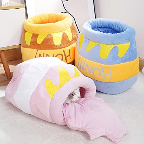 Диван-легло за котки под формата на меден саксията, сладък и удобен къщичка за домашни котки, може да се обърне, богат на функции