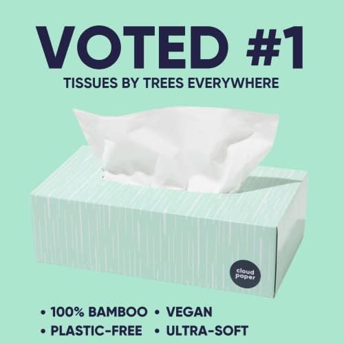 Кутия за салфетки за лице Cloud Bamboo paper - Бамбук, кутии за салфетки, 100 хипоалергенни кърпички за лице в кутия - Екологично
