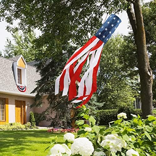 Декорация на 4 юли, 60-Инчов американски Ветрозащитный чорап Повишена здравина, Патриотичен Открит Декор на Четвърти юли, Ветрозащитный Чорап с американския флаг на